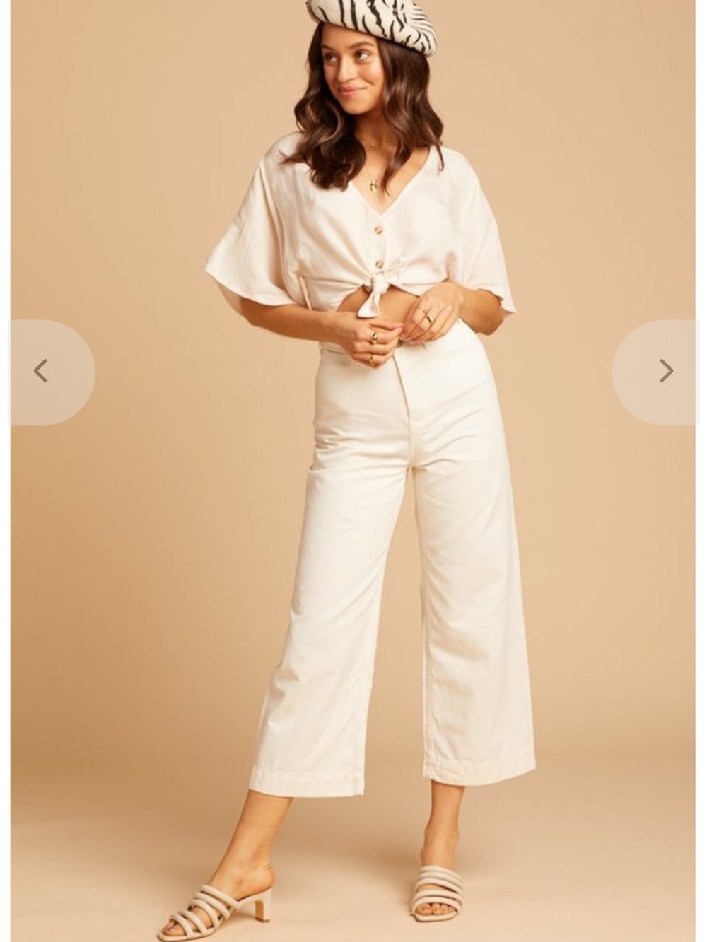 Free People wide leg cropped high waisted Patti pants size 27 in oat EUC